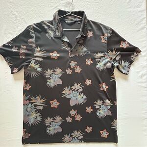 TravisMathew Floral Print Golf Polo Shirt Mens XL